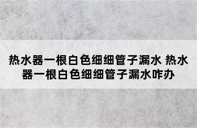 热水器一根白色细细管子漏水 热水器一根白色细细管子漏水咋办